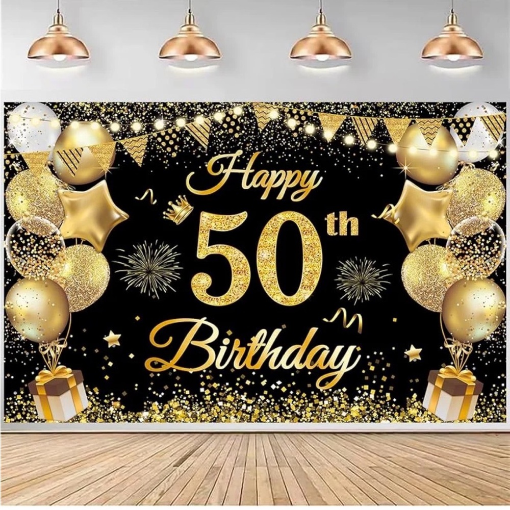 Happy 50th Birthday Backdrop # 3, 5 x 7,for Men Women